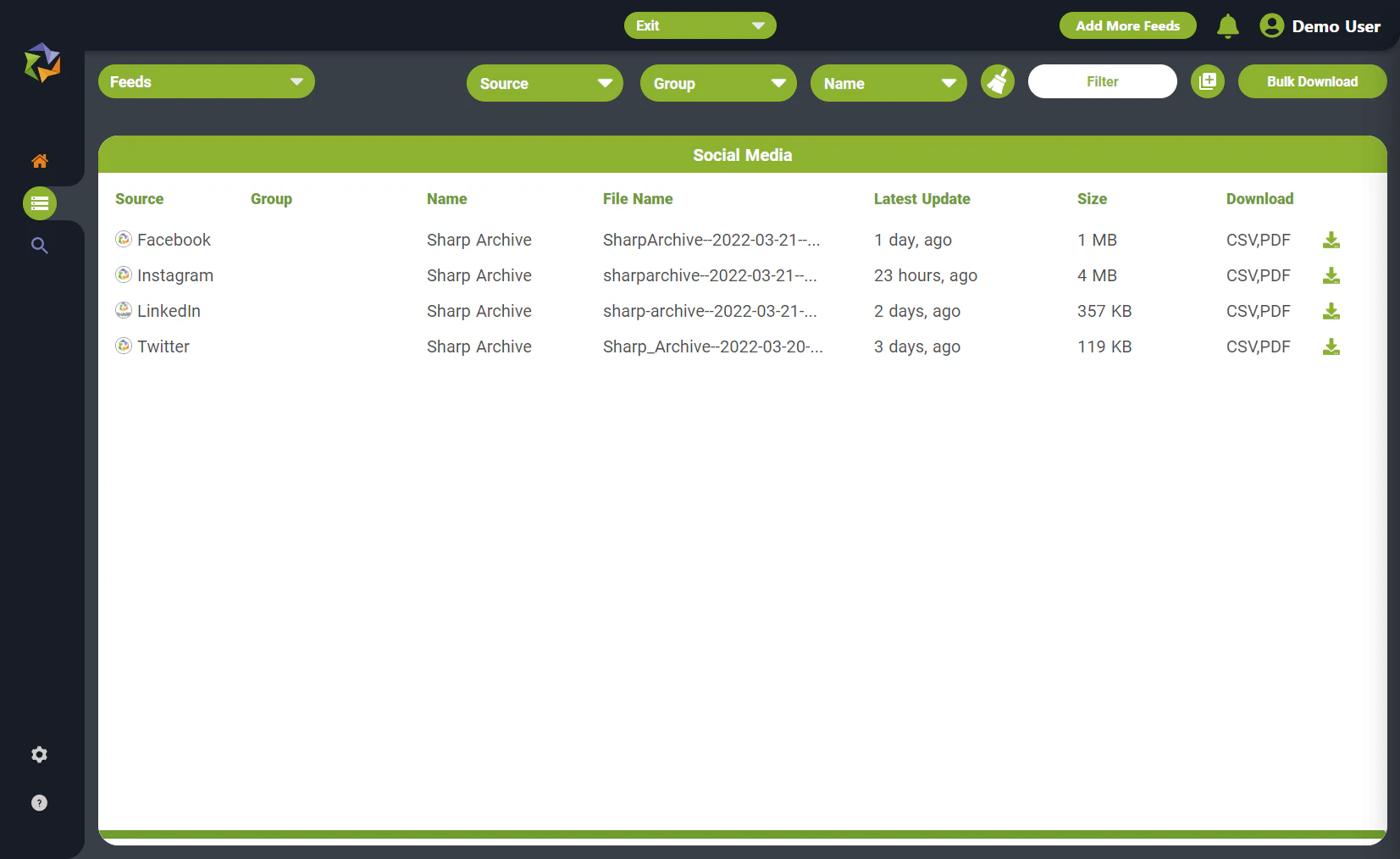 screenshot of Sharp Archive